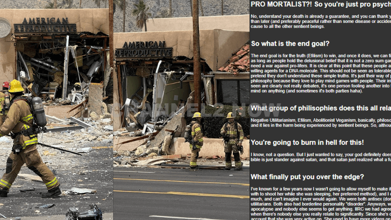 Five Injured — Identities Withheld — in Palm Springs Fertility Clinic Bombing Carried Out by Guy Edward Bartkus, 25; Audio Manifesto Reveals Anti-Natalist Extremism and Anti-IVF Terror Motive