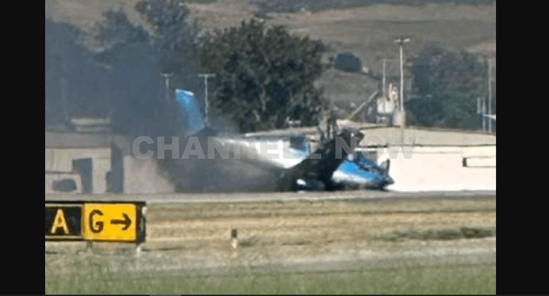 Plane Crashes at San Luis Obispo County Regional Airport, Aircraft Bursts Into Flames With Two Aboard as Emergency Crews Launch Full-Scale Response