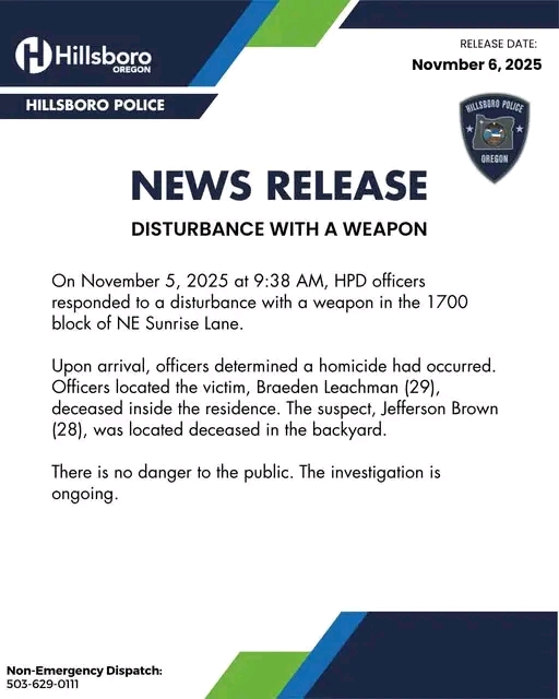 Two Men Found Deceased After Violent Confrontation Inside Hillsboro Home Saturday Morning