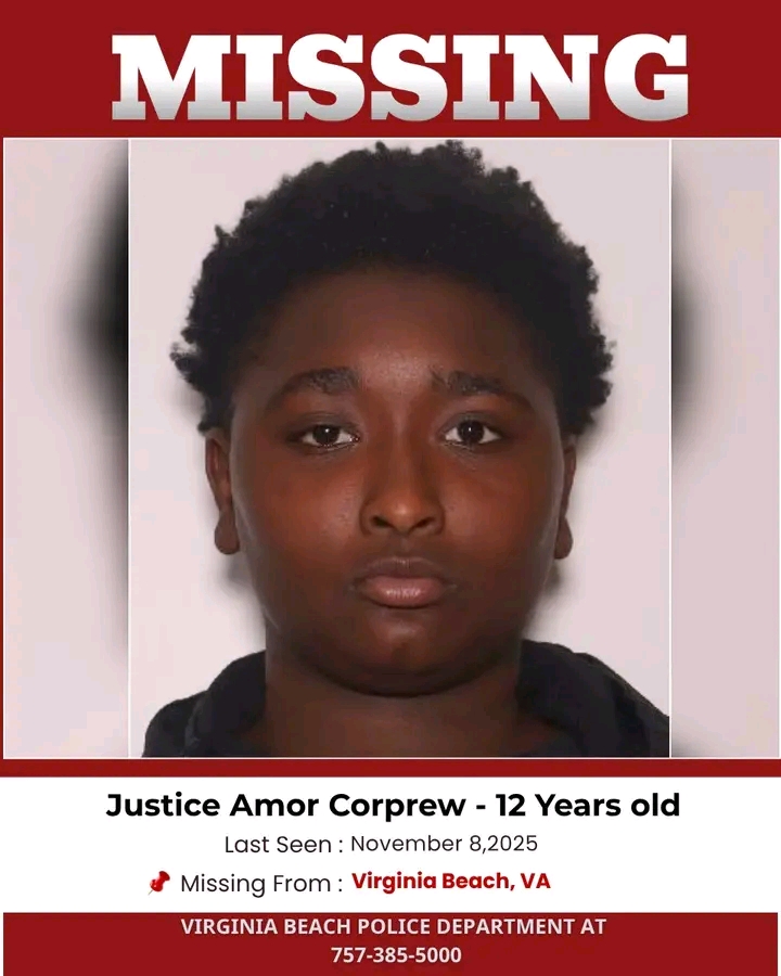 Virginia Beach, Virginia — Justice Amor Corprew Missing Person Alert: 12-Year-Old Vanishes Amid Community Concern