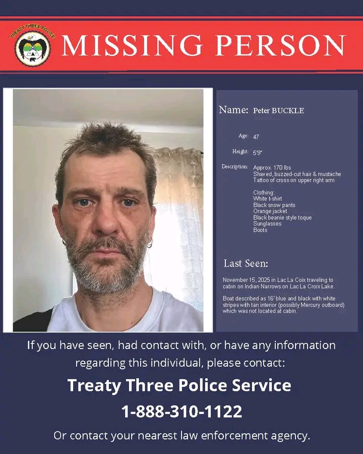 Missing Person Alert: Search Intensifies for Peter Buckle, Lac La Croix Man Missing