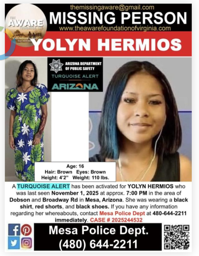 Mesa community unites in search for missing teen Yolyn Hermios