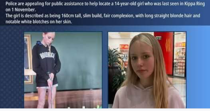 KIPPA RING, QLD — Police Launch Urgent Search for Missing 14-Year-Old Girl Amid Growing Concern